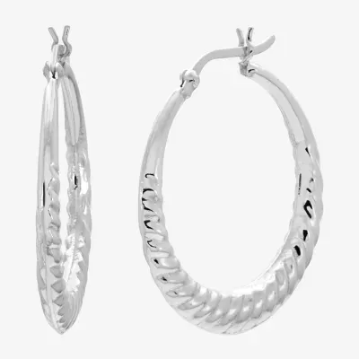 Womens Sterling Silver 28.7mm Hoop Earrings