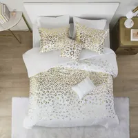 Intelligent Design Serena Metallic Animal Printed Duvet Cover Set with decorative pillows