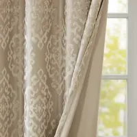 Sunsmart Elysia Knitted Jacquard Damask Energy Saving 100% Blackout Grommet Top Single Curtain Panel