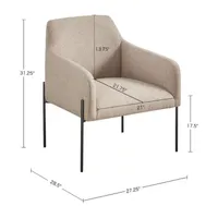 Madison Park Cabrillo Beige Metal Leg Accent Chair