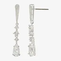 Sparkle Allure Cubic Zirconia Pure Silver Over Brass Drop Earrings