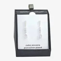 Sparkle Allure Cubic Zirconia Pure Silver Over Brass Drop Earrings