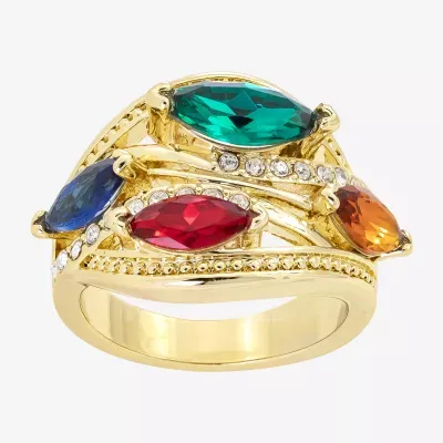 Sparkle Allure Crystal 14K Gold Over Brass Cocktail Ring