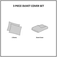 INK+IVY Lennon 3 Piece Organic Cotton Jacquard Duvet Cover Set