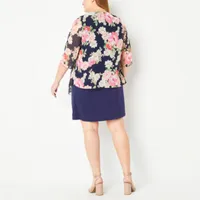 R & K Originals Plus Floral Faux-Jacket Dress With Removable Necklace