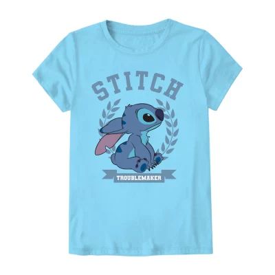 Disney Collection Little & Big Girls Crew Neck Stitch Short Sleeve Graphic T-Shirt