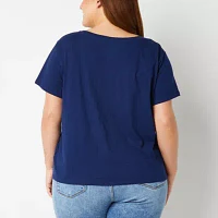 a.n.a Womens Plus V Neck Short Sleeve T-Shirt