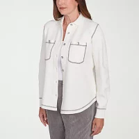 Alfred Dunner Copenhagen Lightweight Womens Shirt Jacket