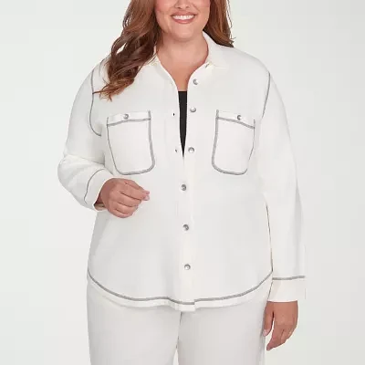 Alfred Dunner Copenhagen Lightweight Womens Plus Shirt Jacket