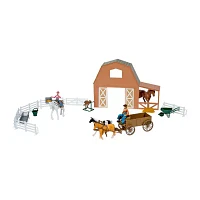 New Ray Valley Ranch Barn Horse Set Toy Playset