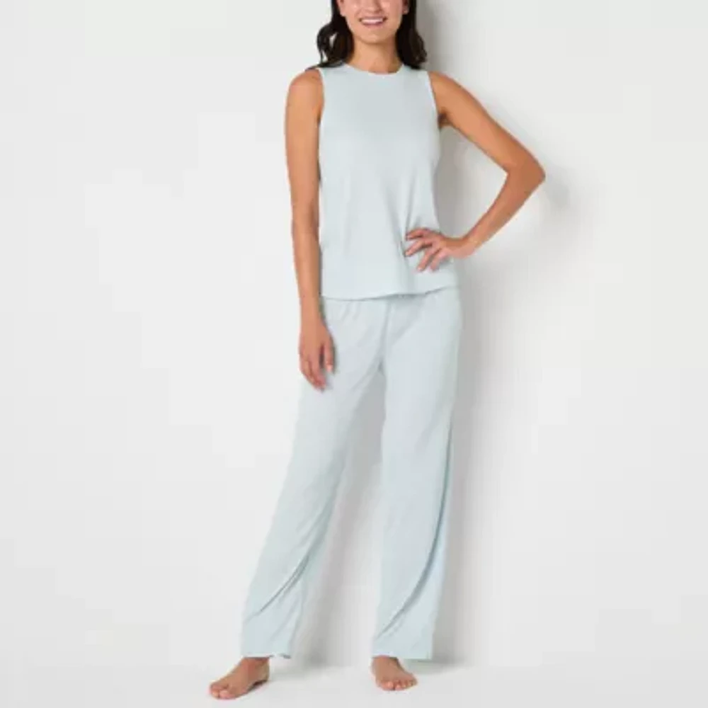 Jaclyn Womens Crew Neck Sleeveless 2-pc. Pant Pajama Set