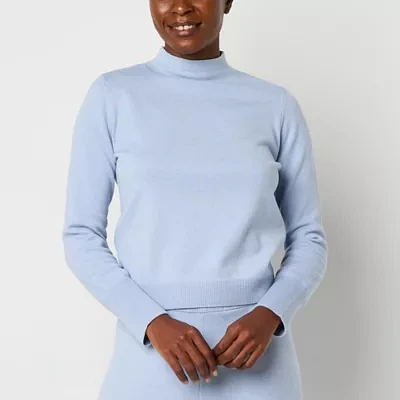 Worthington Womens Mock Neck Long Sleeve Sweater Set