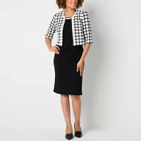 Maya Brooke Womens Plaid Jacket Dress