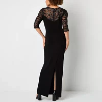 Brianna Milay Womens 3/4 Sleeve Embellished Evening Gown