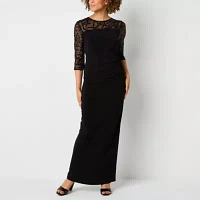 Brianna Milay Womens 3/4 Sleeve Embellished Evening Gown