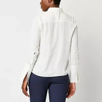 Worthington Womens Long Sleeve Satin Blouse