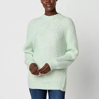 Liz Claiborne Womens Funnel Neck Long Sleeve Pullover Sweater