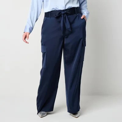 Worthington Womens Straight Cargo Pant-Plus