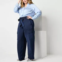 Worthington Womens Straight Cargo Pant-Plus