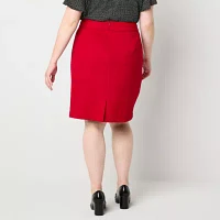 Liz Claiborne Womens Mid Rise Pencil Skirt-Plus