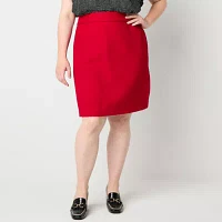 Liz Claiborne Womens Mid Rise Pencil Skirt-Plus