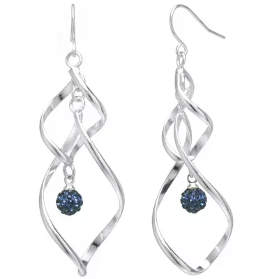 Sparkle Allure Crystal Pure Silver Over Brass Drop Earrings