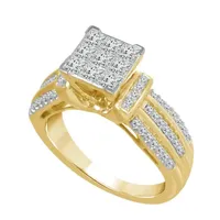 1 CT.T.W. Natural Diamond Side Stone Engagement Ring in 10K or 14K Gold