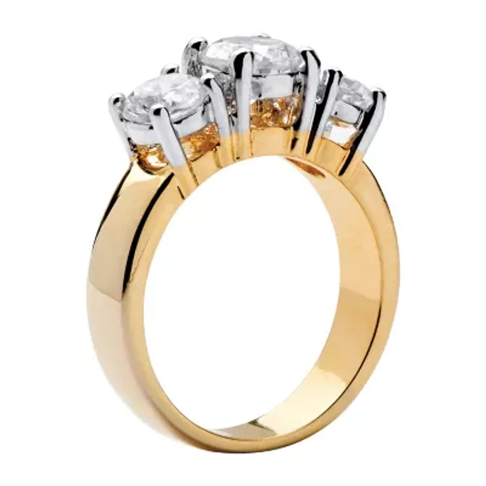 Womens 1 /4 CT. T.W. White Cubic Zirconia 14K Gold Over Brass Engagement Ring