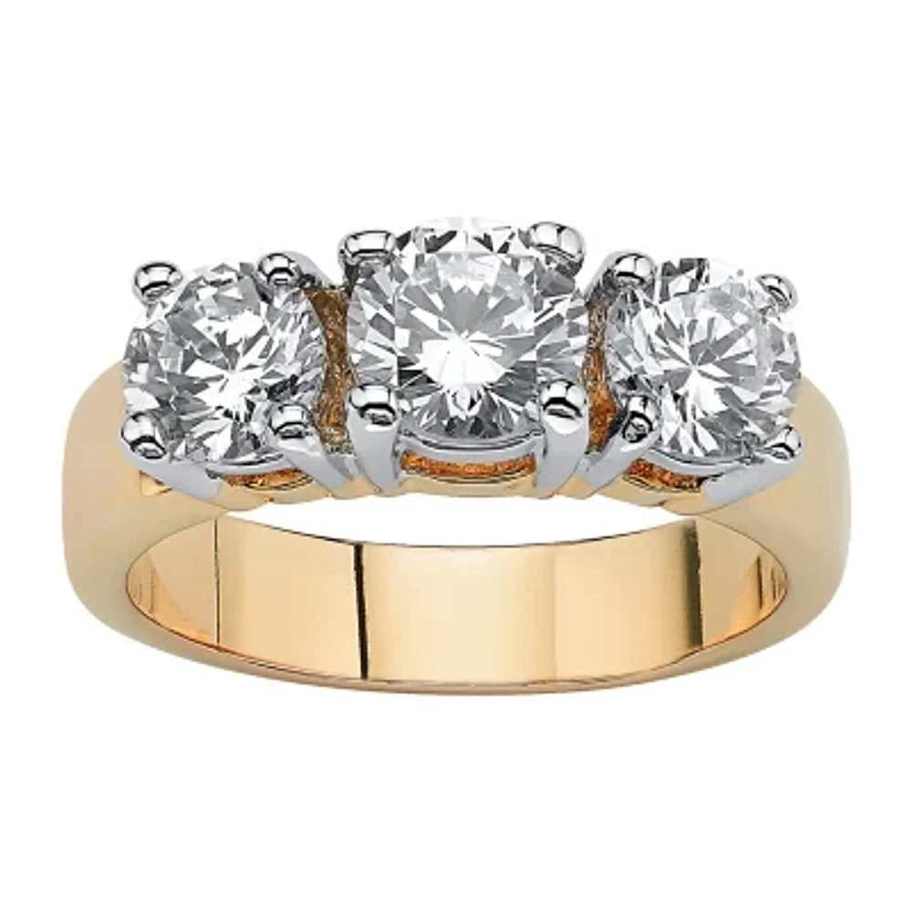 Womens 2 1/4 CT. T.W. White Cubic Zirconia 14K Gold Over Brass Engagement Ring