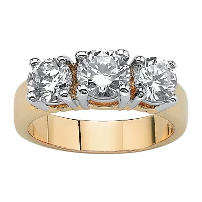 Womens 2 1/4 CT. T.W. White Cubic Zirconia 14K Gold Over Brass Engagement Ring