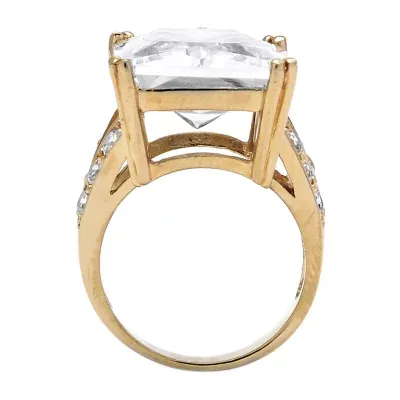 DiamonArt® Womens White Cubic Zirconia 18K Gold Over Brass Cocktail Ring