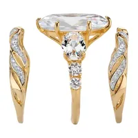 DiamonArt® Womens White Cubic Zirconia 14K Gold Over Brass Bridal Set