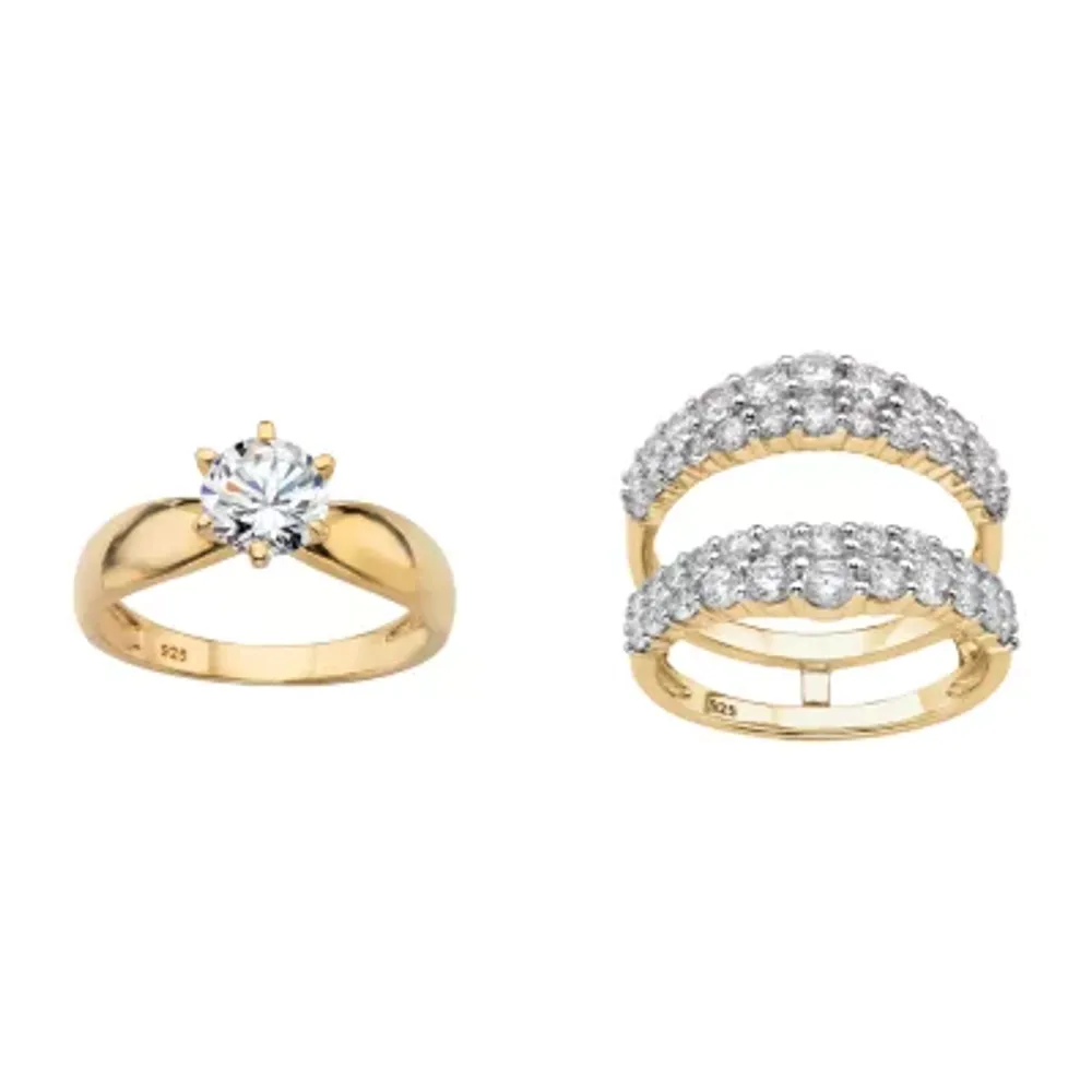 DiamonArt® Womens CT. T.W. White Cubic Zirconia 18K Gold Over Silver Bridal Set