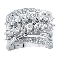 DiamonArt® Womens 4 1/4 CT. T.W. White Cubic Zirconia Platinum Over Silver Cocktail Ring