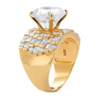 DiamonArt® Womens White Cubic Zirconia 18K Gold Over Silver Cocktail Ring