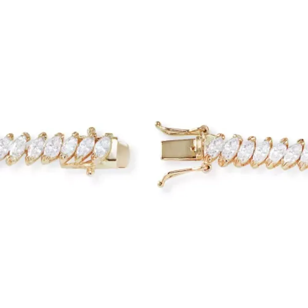 White Cubic Zirconia 14K Gold Over Brass 7.5 Inch Tennis Bracelet