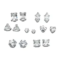 DiamonArt® White Cubic Zirconia 18K Gold Over Silver 5mm Stud Earrings