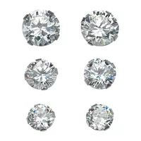 DiamonArt® 5 1/4 CT. T.W. White Cubic Zirconia 10K White Gold 6.5mm Stud Earrings