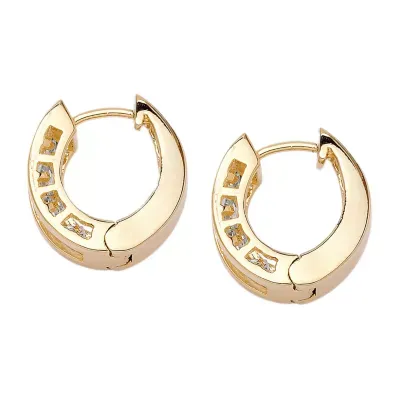 3 CT. T.W. White Cubic Zirconia 14K Gold Over Brass 18mm Hoop Earrings