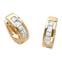 3 CT. T.W. White Cubic Zirconia 14K Gold Over Brass 18mm Hoop Earrings