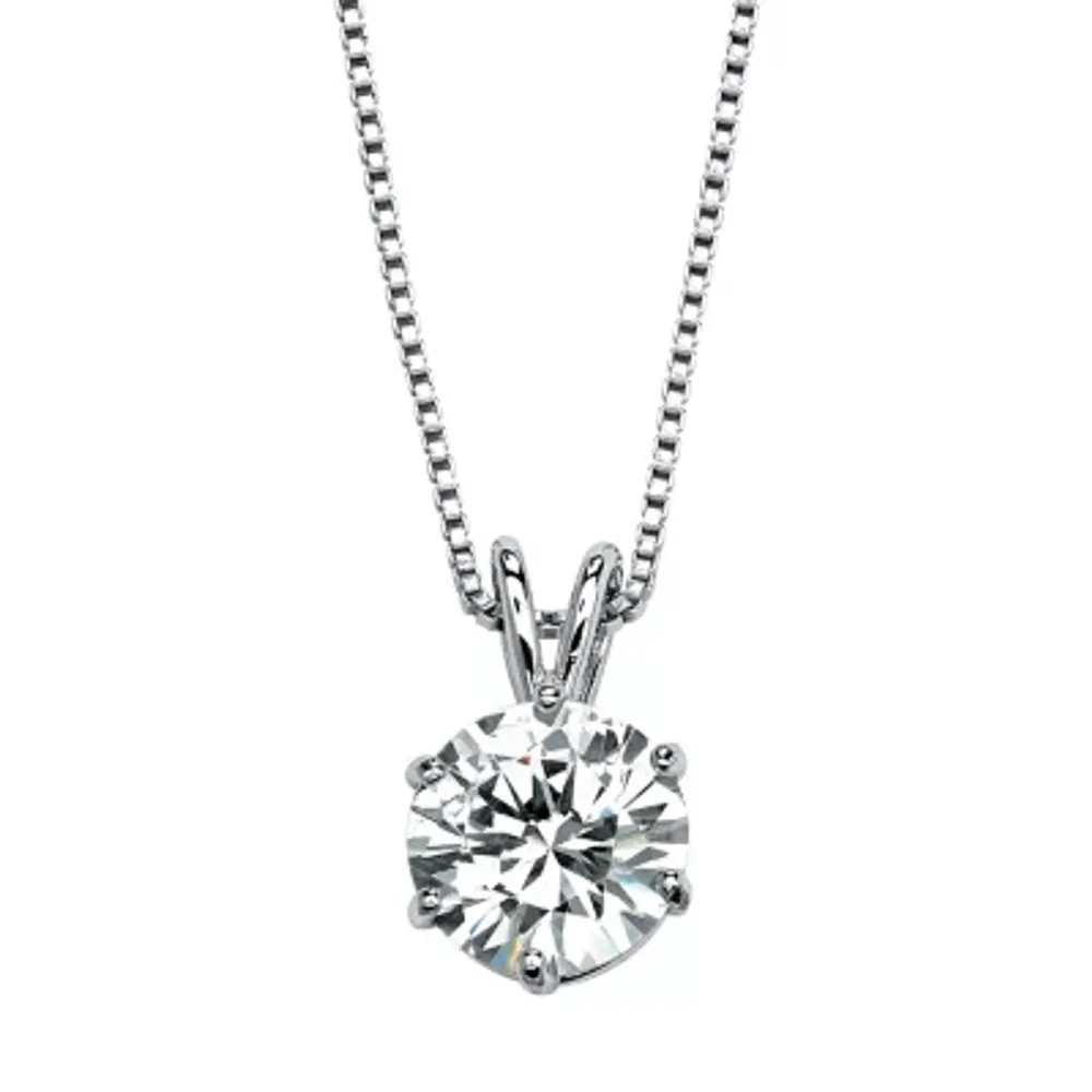 DiamonArt® Womens CT. T.W. White Cubic Zirconia Platinum Over Silver Pendant Necklace