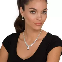 DiamonArt® Womens 2-pc. White Cubic Zirconia 14K Gold Over Brass Necklace Set