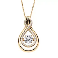 DiamonArt® Womens / CT. T.W. White Cubic Zirconia 14K Gold Over Silver Pendant Necklace