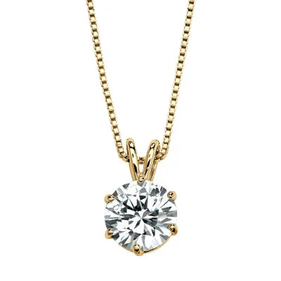 DiamonArt® Womens 3 CT. T.W. White Cubic Zirconia 14K Gold Over Silver Pendant Necklace