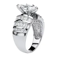 DiamonArt® Womens 3/4 CT. T.W. White Cubic Zirconia Platinum Over Silver Engagement Ring