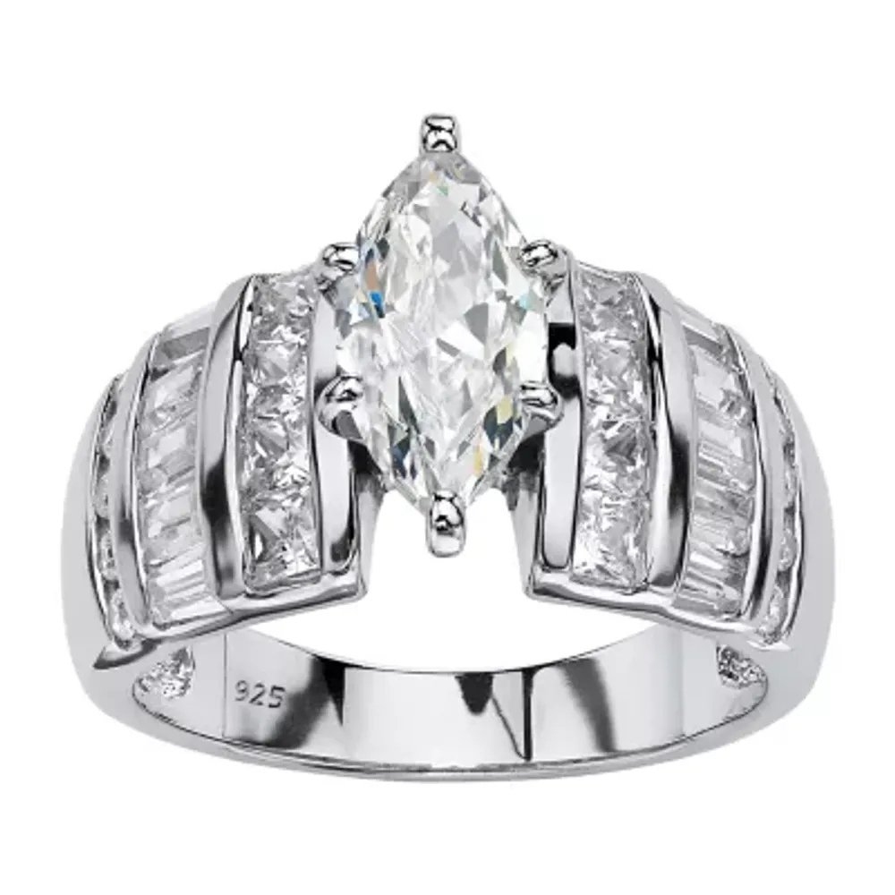 DiamonArt® Womens 3 3/4 CT. T.W. White Cubic Zirconia Platinum Over Silver Engagement Ring