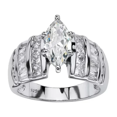 DiamonArt® Womens 3 3/4 CT. T.W. White Cubic Zirconia Platinum Over Silver Engagement Ring