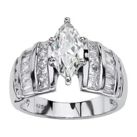 DiamonArt® Womens / CT. T.W. White Cubic Zirconia Platinum Over Silver Engagement Ring