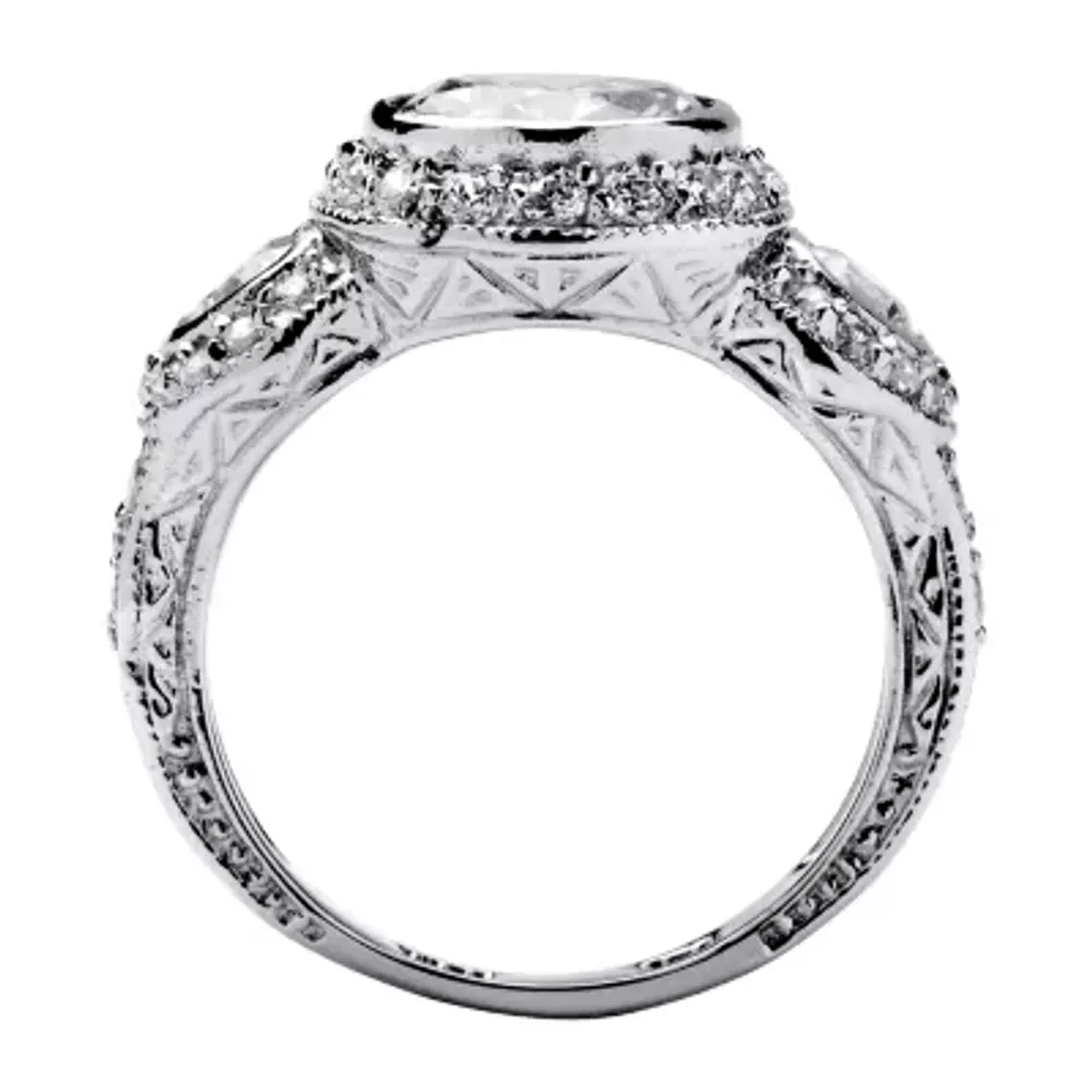 DiamonArt® Womens CT. T.W. White Cubic Zirconia Sterling Silver Engagement Ring