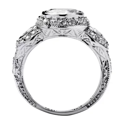 DiamonArt® Womens 3 CT. T.W. White Cubic Zirconia Sterling Silver Engagement Ring